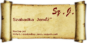 Szabadka Jenő névjegykártya